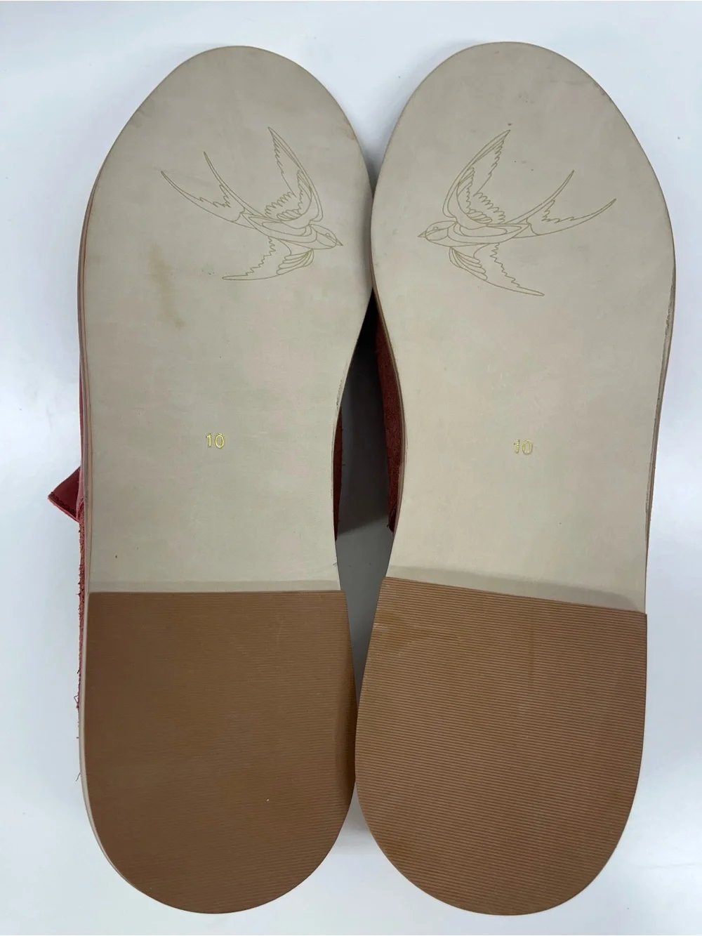 New BIRD OF FLIGHT Open Toe Flats in Read Leather/Suede Size 10